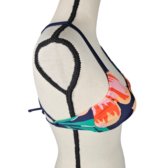 Aerie Racerback Floral Scoop Neck Bikini Top, Red/Pink/Blue, XS - Picture 4 of 13